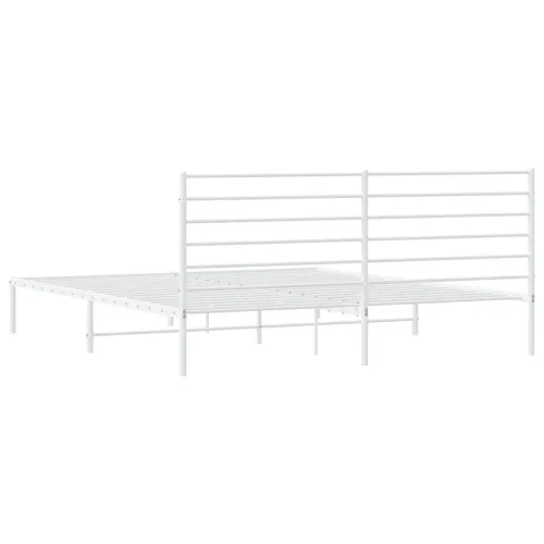 Metalni okvir za krevet s uzglavljem bijeli 193x203 cm - Bijela 193 x 203 cm s uzglavljem Cijena