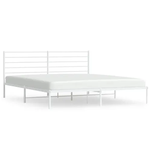 Metalni okvir za krevet s uzglavljem bijeli 193x203 cm - Bijela 193 x 203 cm s uzglavljem Cijena