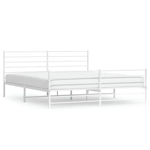Metalni okvir kreveta uzglavlje i podnožje bijeli 183x213 cm - Bijela 183 x 213 cm s uzglavljem i podnožjem Cijena