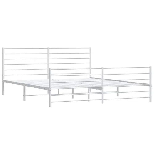Metalni okvir kreveta uzglavlje i podnožje bijeli 183x213 cm - Bijela 183 x 213 cm s uzglavljem i podnožjem Cijena