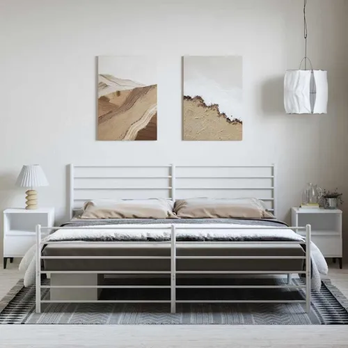 Metalni okvir kreveta uzglavlje i podnožje bijeli 183x213 cm - Bijela 183 x 213 cm s uzglavljem i podnožjem Cijena