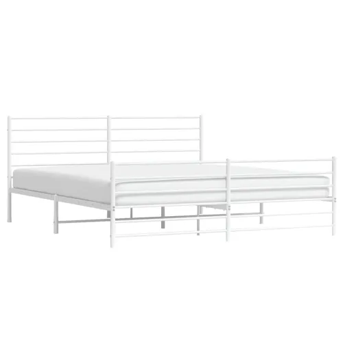 Metalni okvir kreveta uzglavlje i podnožje bijeli 183x213 cm - Bijela 183 x 213 cm s uzglavljem i podnožjem Cijena