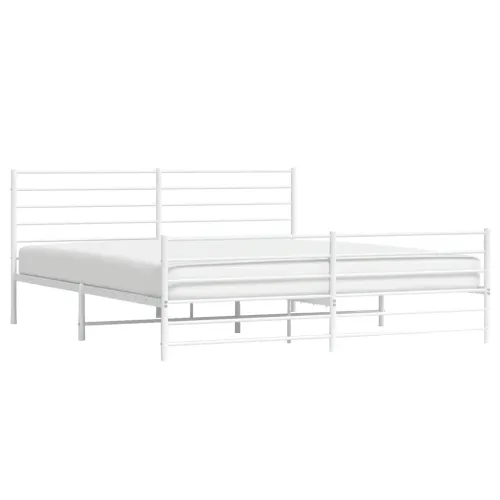 Metalni okvir kreveta uzglavlje i podnožje bijeli 193x203 cm - Bijela 193 x 203 cm s uzglavljem i podnožjem Cijena