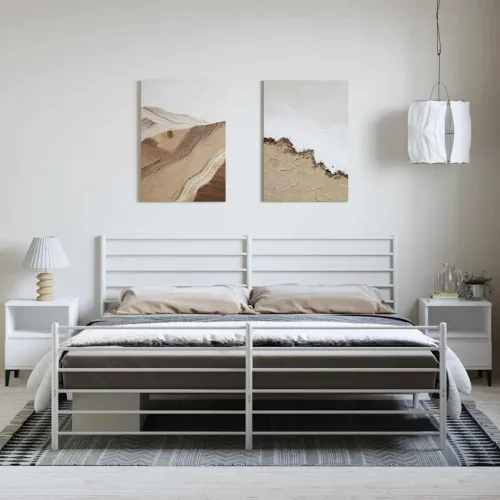 Metalni okvir kreveta uzglavlje i podnožje bijeli 193x203 cm - Bijela 193 x 203 cm s uzglavljem i podnožjem Cijena