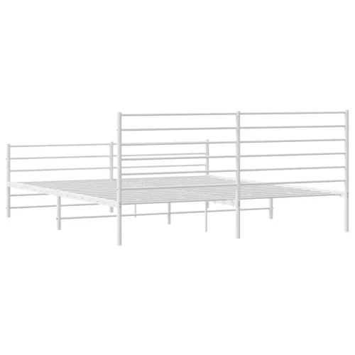 Metalni okvir kreveta uzglavlje i podnožje bijeli 193x203 cm - Bijela 193 x 203 cm s uzglavljem i podnožjem Cijena