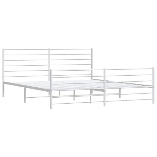Metalni okvir kreveta uzglavlje i podnožje bijeli 193x203 cm - Bijela 193 x 203 cm s uzglavljem i podnožjem Cijena