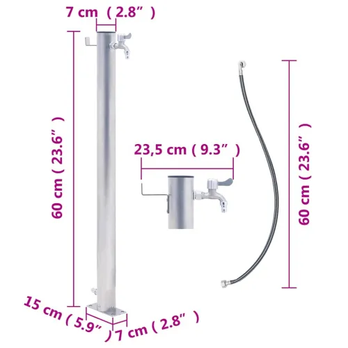 Vrtni stup za vodu 60 cm od nehrđajućeg čelika okrugli - 60 cm Okruglo Cijena