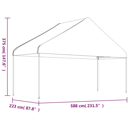 Sjenica s krovom bijela 8,92 x 5,88 x 3,75 m polietilen - 8.92 x 5.88 x 3.75 m Cijena
