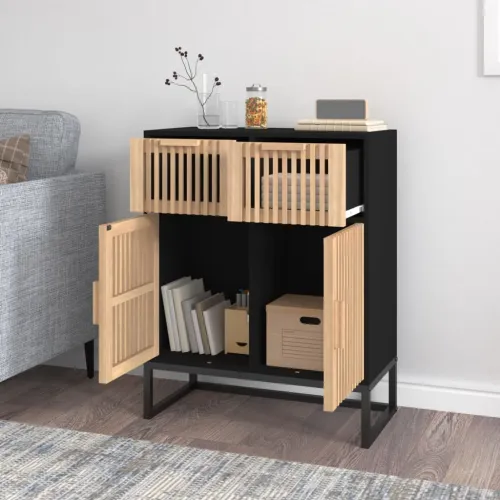 Komoda crna 60 x 30 x 75 cm od konstruiranog drva - Crna 1 1 Cijena