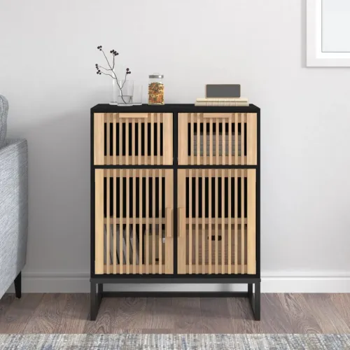 Komoda crna 60 x 30 x 75 cm od konstruiranog drva - Crna 1 1 Cijena