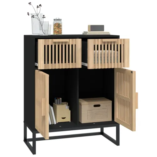 Komoda crna 60 x 30 x 75 cm od konstruiranog drva - Crna 1 1 Cijena