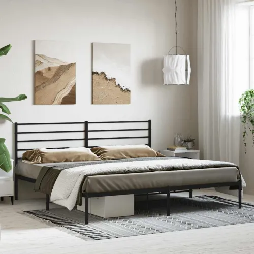 Metalni okvir za krevet s uzglavljem crni 200x200 cm - Crna 200 x 200 cm s uzglavljem Cijena