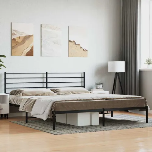 Metalni okvir za krevet s uzglavljem crni 200x200 cm - Crna 200 x 200 cm s uzglavljem Cijena
