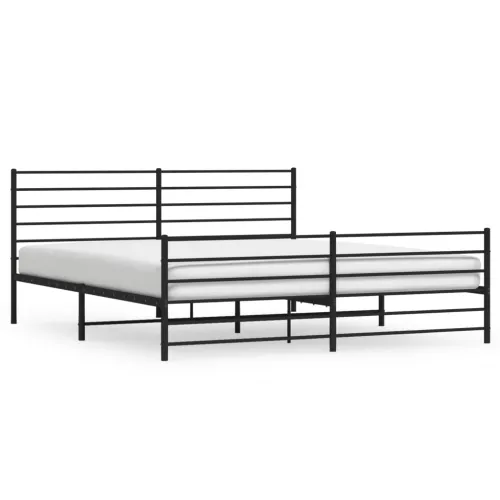 Metalni okvir kreveta uzglavlje i podnožje crni 200x200 cm - Crna 200 x 200 cm s uzglavljem i podnožjem Cijena