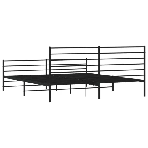Metalni okvir kreveta uzglavlje i podnožje crni 200x200 cm - Crna 200 x 200 cm s uzglavljem i podnožjem Cijena