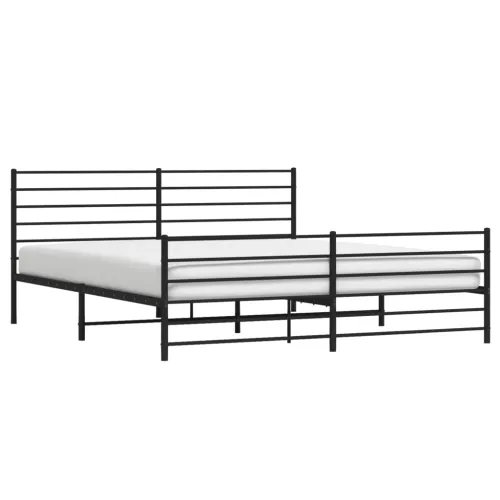 Metalni okvir kreveta uzglavlje i podnožje crni 200x200 cm - Crna 200 x 200 cm s uzglavljem i podnožjem Cijena