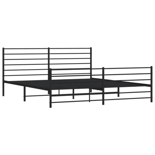 Metalni okvir kreveta uzglavlje i podnožje crni 200x200 cm - Crna 200 x 200 cm s uzglavljem i podnožjem Cijena