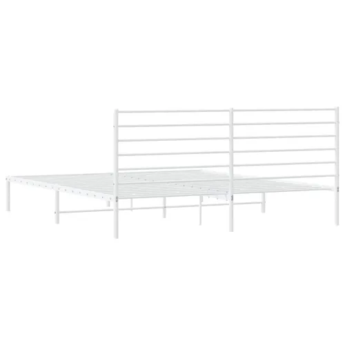 Metalni okvir za krevet s uzglavljem bijeli 200x200 cm - Bijela 200 x 200 cm s uzglavljem Cijena