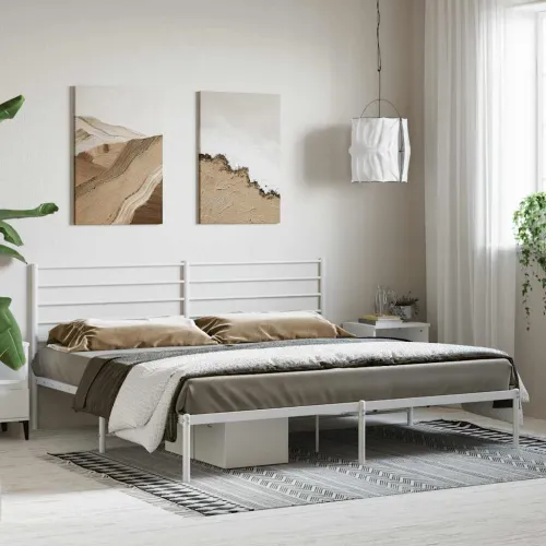 Metalni okvir za krevet s uzglavljem bijeli 200x200 cm - Bijela 200 x 200 cm s uzglavljem Cijena