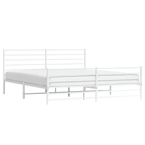 Metalni okvir kreveta uzglavlje i podnožje bijeli 200x200 cm - Bijela 200 x 200 cm s uzglavljem i podnožjem Cijena