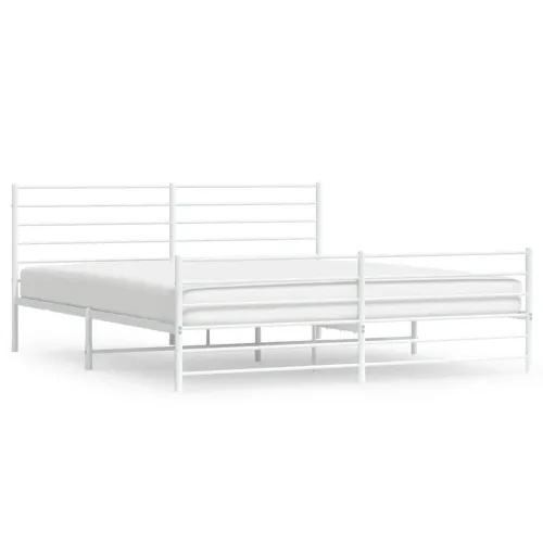 Metalni okvir kreveta uzglavlje i podnožje bijeli 200x200 cm - Bijela 200 x 200 cm s uzglavljem i podnožjem Cijena
