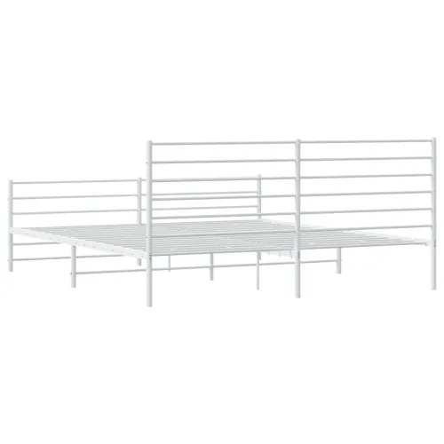 Metalni okvir kreveta uzglavlje i podnožje bijeli 200x200 cm - Bijela 200 x 200 cm s uzglavljem i podnožjem Cijena