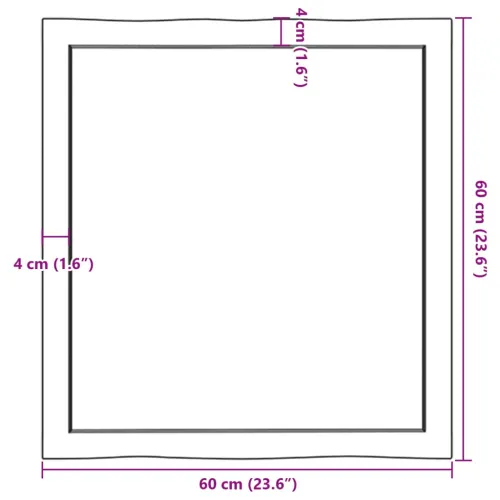 Stolna ploča 60x60x(2-6) cm od hrastovine sa živim rubom - Prirodna 60 x 60 x 6 cm Cijena