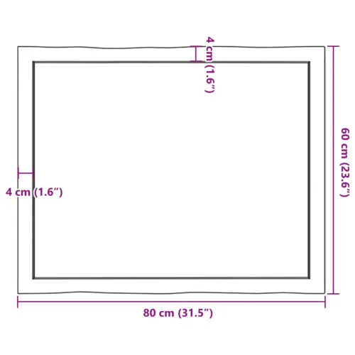 Stolna ploča 80x60x(2-4) cm od hrastovine sa živim rubom - Prirodna 80 x 60 x 4 cm Cijena