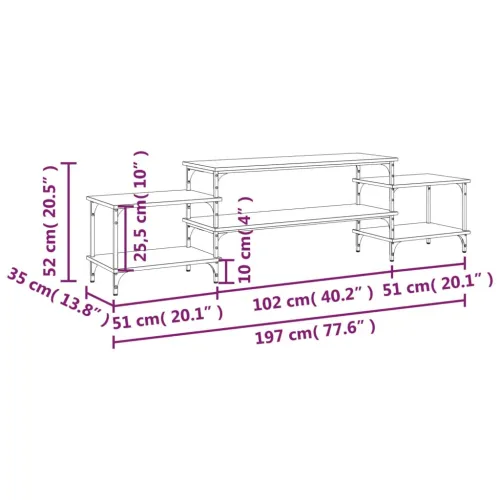 TV ormarić boja hrasta sonome 197x35x52 cm konstruirano drvo - Sivi hrast sonoma 1 197 cm Cijena