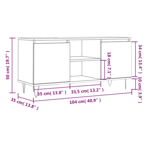TV ormarić boja hrasta sonome 104x35x50 cm konstruirano drvo - Sivi hrast sonoma Cijena