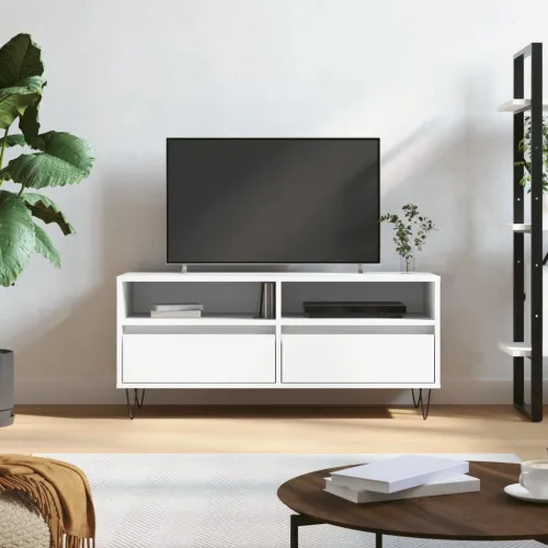 TV ormarić bijeli 100 x 34,5 x 44,5 cm od konstruiranog drva - Bijela 1 Cijena