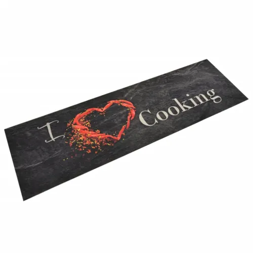Kuhinjski tepih perivi s natpisom Cooking 45x150 cm baršunasti - Crna 45 x 150 cm Cijena