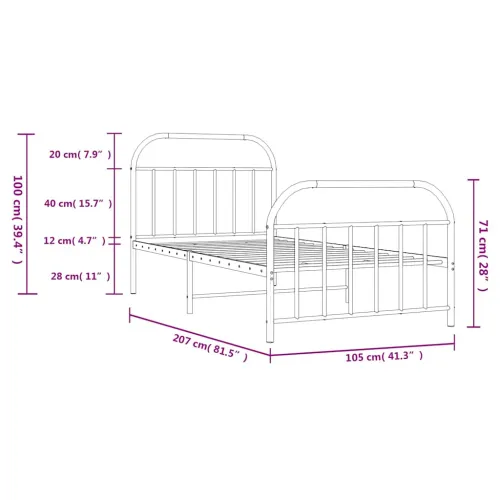 Metalni okvir kreveta uzglavlje i podnožje crni 100x200 cm - Crna 100 x 200 cm s uzglavljem i podnožjem Cijena