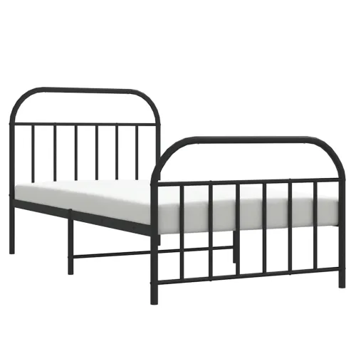 Metalni okvir kreveta uzglavlje i podnožje crni 100x200 cm - Crna 100 x 200 cm s uzglavljem i podnožjem Cijena