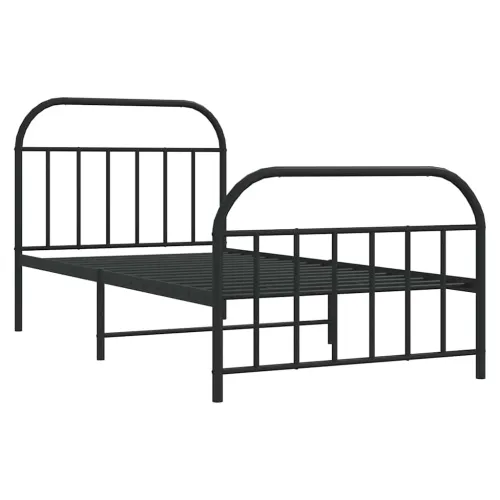 Metalni okvir kreveta uzglavlje i podnožje crni 100x200 cm - Crna 100 x 200 cm s uzglavljem i podnožjem Cijena