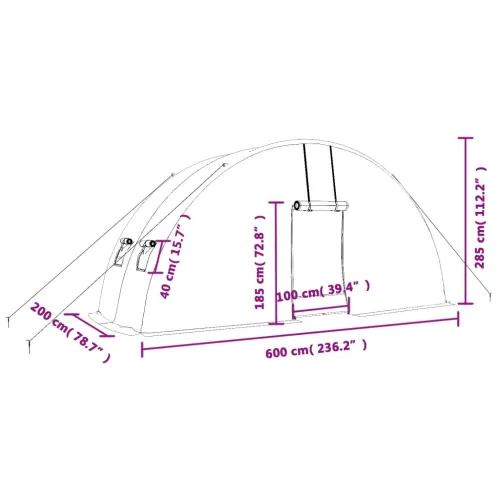Staklenik s čeličnim okvirom bijeli 12 m² 6 x 2 x 2,85 m - Bijela 6 x 2 x 2.85 m Cijena