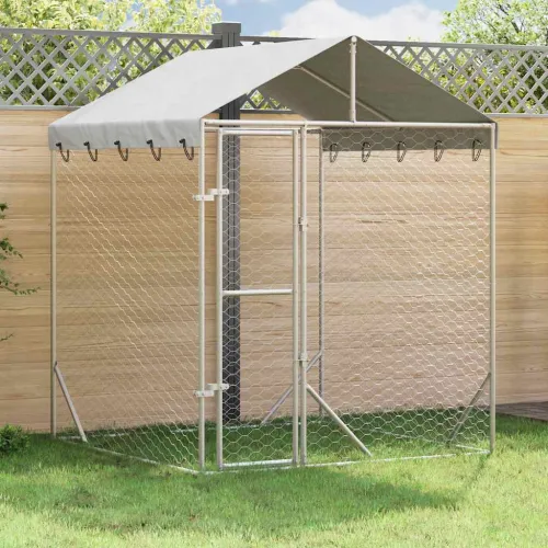 Vanjski kavez za pse s krovom srebrni 2x2x2,5 m pocinčani čelik - 2 x 2 x 2.5 m 1 2 x 2 x 2.5 m Cijena