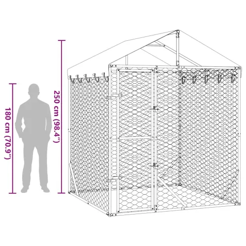 Vanjski kavez za pse s krovom srebrni 2x2x2,5 m pocinčani čelik - 2 x 2 x 2.5 m Cijena
