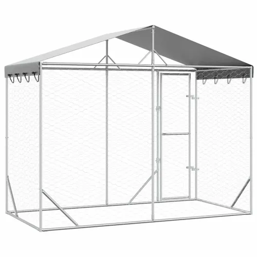 Vanjski kavez za pse s krovom srebrni 3 x 1,5 x 2,5 m čelični - 3 x 1.5 x 2.5 m Cijena
