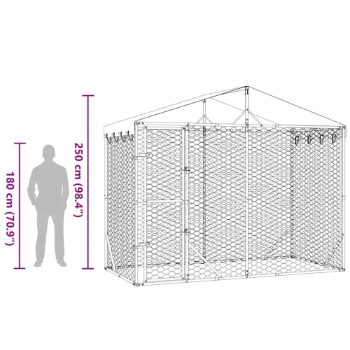 Vanjski kavez za pse s krovom srebrni 3 x 1,5 x 2,5 m čelični - 3 x 1.5 x 2.5 m Cijena
