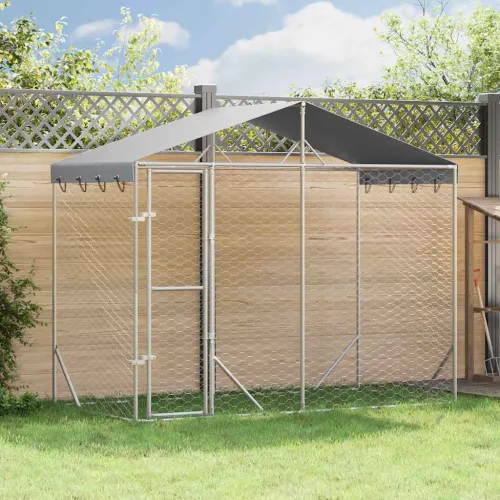 Vanjski kavez za pse s krovom srebrni 3 x 1,5 x 2,5 m čelični - 3 x 1.5 x 2.5 m 1 3 x 1.5 x 2.5 m Cijena
