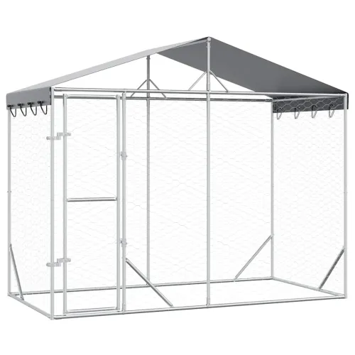Vanjski kavez za pse s krovom srebrni 3 x 1,5 x 2,5 m čelični - 3 x 1.5 x 2.5 m 1 3 x 1.5 x 2.5 m Cijena