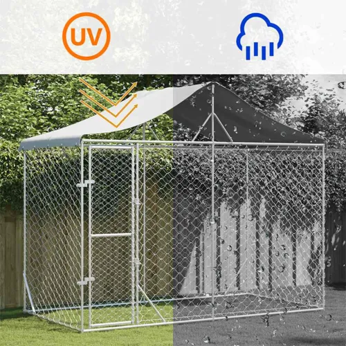 Vanjski kavez za pse s krovom srebrni 3 x 1,5 x 2,5 m čelični - 3 x 1.5 x 2.5 m Cijena