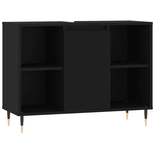Kupaonski ormarić crni 80 x 33 x 60 cm od konstruiranog drva - Crna 1 1 Cijena
