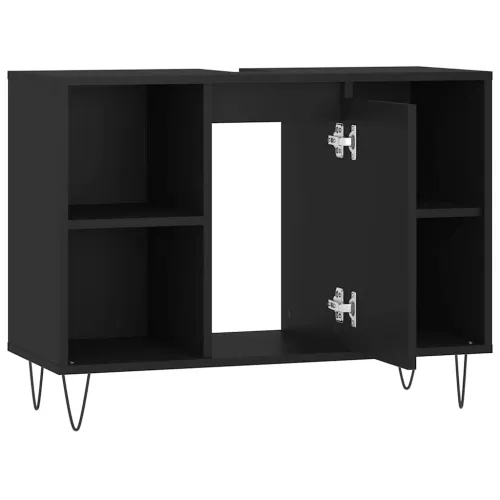 Kupaonski ormarić crni 80 x 33 x 60 cm od konstruiranog drva - Crna Cijena
