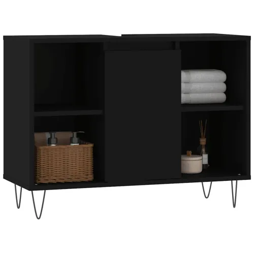 Kupaonski ormarić crni 80 x 33 x 60 cm od konstruiranog drva - Crna Cijena