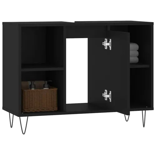 Kupaonski ormarić crni 80 x 33 x 60 cm od konstruiranog drva - Crna Cijena