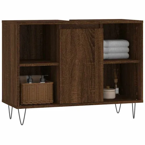 Ormarić za Lavabo - Umivaonik smeđa boja hrasta 80x33x60 cm drveni - Smeđi hrast Cijena