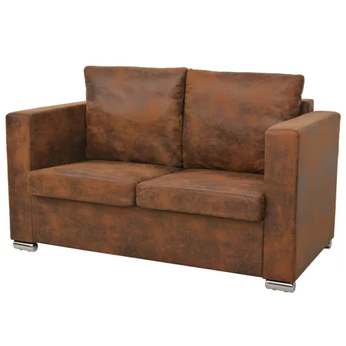 2-dijelni set sofa od umjetne brušene kože - dvosjed + trosjed Cijena