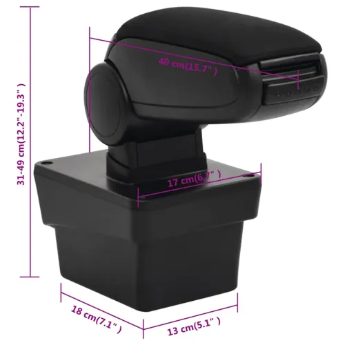 Naslon za ruke za automobil crni 17x40x(31-49) cm ABS - Skoda octavia (after 2014) Cijena